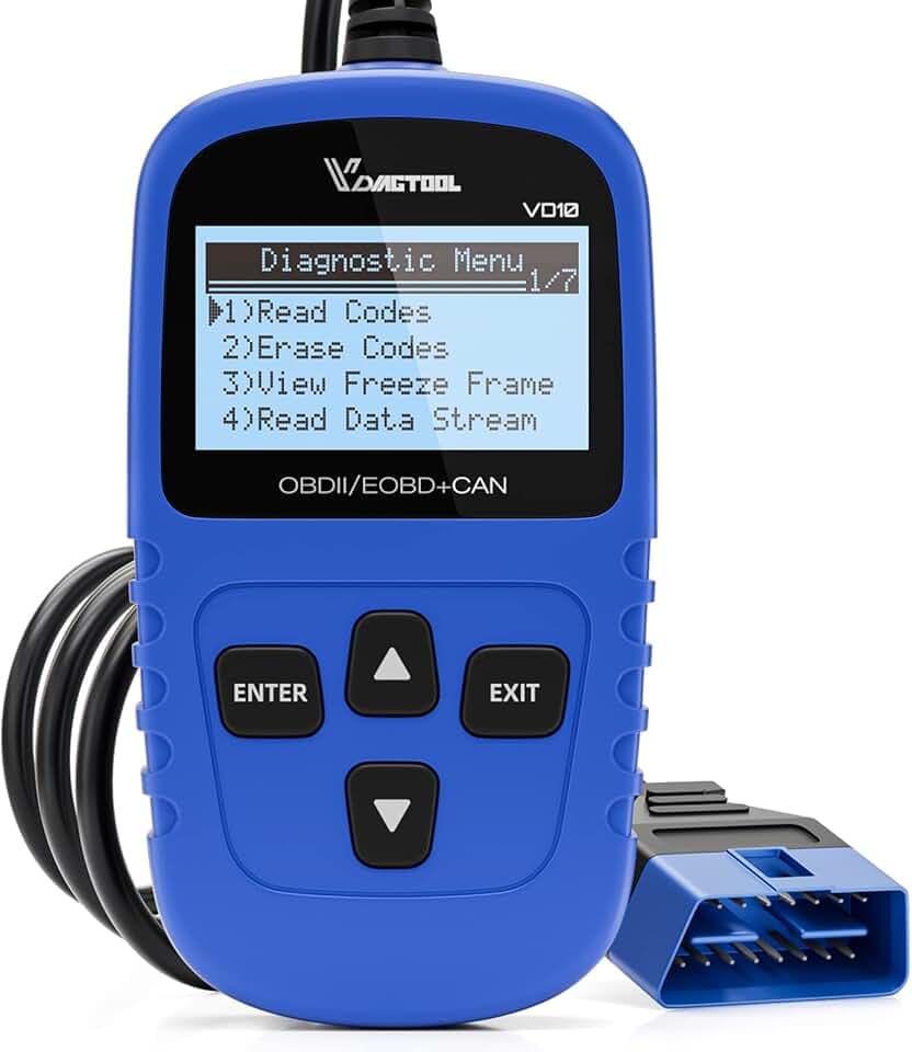 VDIAGTOOL VD10 OBD2 Scanner Code Reader Car Diagnostic Tool Engine Fault Code Reader for Turn Off CEL with Freeze Frame/I/M Readiness for All OBDII Protocol Cars,obd2 Scanner Diagnostic Tool