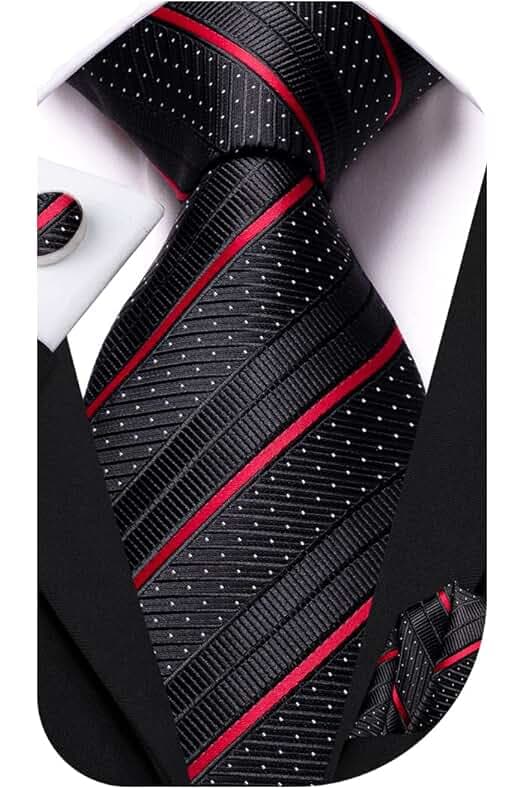 Dubulle Mens Paisley Striped Tie and Handkerchief Cufflinks Tie Set for Men Wedding Business Formal