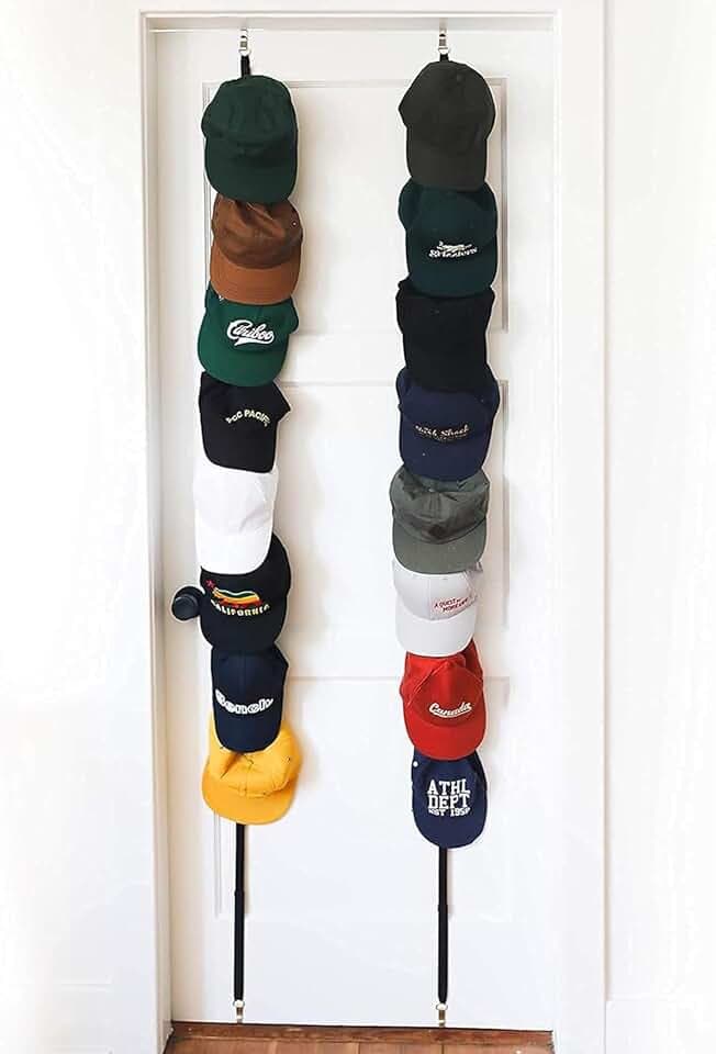 Jokari Over the Door Cap Rack Organizer 2 Pack Holds Up to 16 Baseball Hats Hat Storage System for Men Women and Kids Adjustable Closet Hanger with Hooks for Easy Hat Display