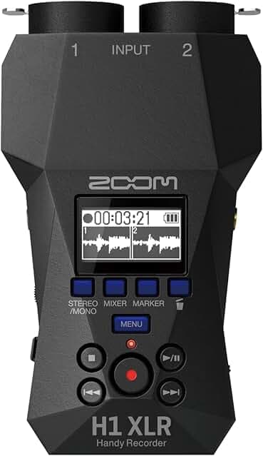 Zoom H1 XLR Handy Recorder with 32-Bit Float, Accessibility, 2 XLR/TRS Locking Combo Inputs, 3.5mm Stereo Jack, Dual AD Converters, for Musicians, Podcasters, Filmmakers, Content Creators, & More