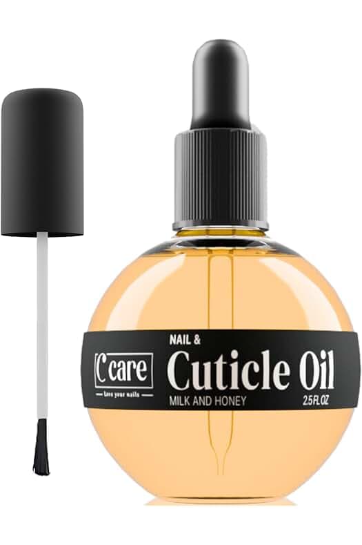 C CARE Cuticle Oil For Nails - Milk and Honey Nail Oil - Repairs Moisturizes and Strengthens Nails and Cuticles Overnight - Dropper & Brush included - Large 2.5 oz bottle