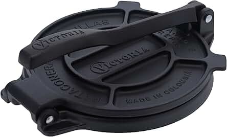 Victoria 8 Inches Cast Iron Tortilla Press, Roti Maker and Tortilladora, Pataconera Seasoned with Flaxseed Oil, Made in Colombia
