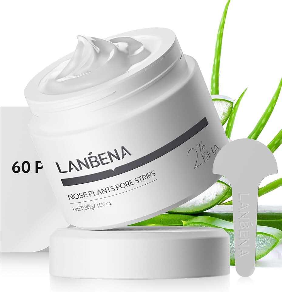 LANBENA Blackhead Remover Strips with 2% Salicylic Acid, Amazonian White Clay, Deep Cleansing Nose Pore Strips, Black Head Remover Strip for Face, 2.0 Upgraded Nose Strips