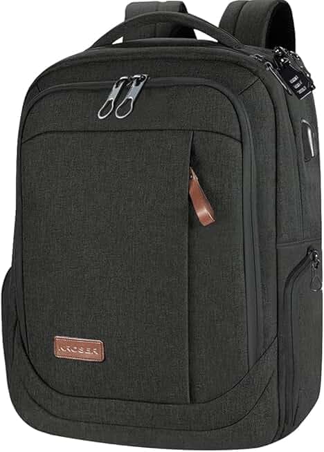KROSER Laptop Backpack Large Computer Backpack Fits up to 17.3 Inch Laptop with USB Charging Port Water-Repellent Travel Backpack Casual Daypack for Business/College/Women/Men-Charcoal Black