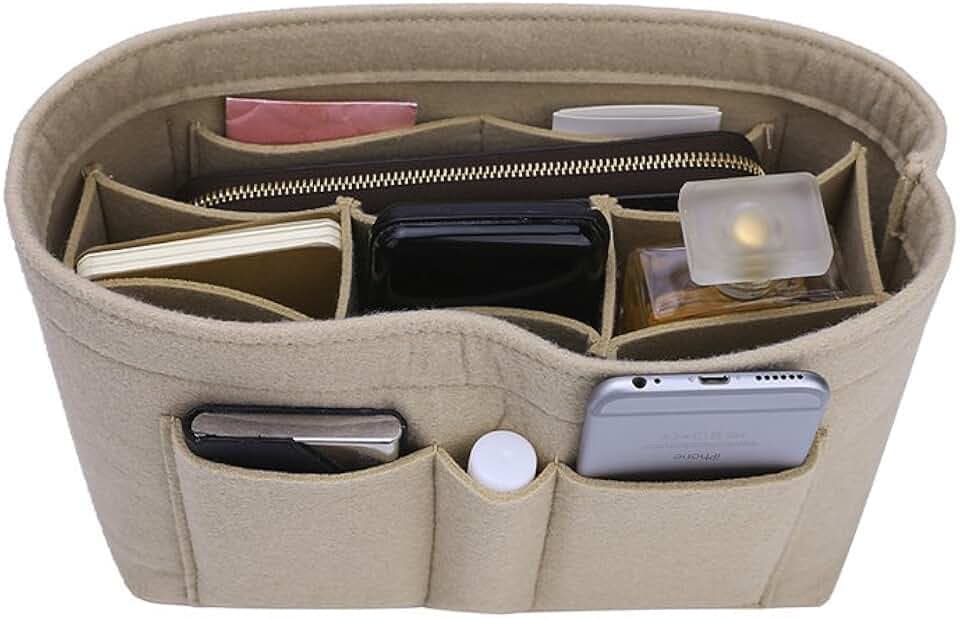 ZTUJO Purse Organizer Insert, Felt Bag Organizer For Handbag Purse Organizer,13 Colors, 6 Size (Small, Beige)