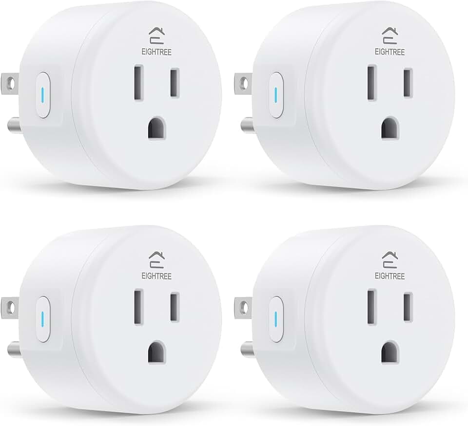 EIGHTREE Smart Plug, Smart Home WiFi Outlet Works with Alexa & Google Home, Smart Socket with Remote Control & Timer Function, 2.4GHz WiFi Only, 4 Packs