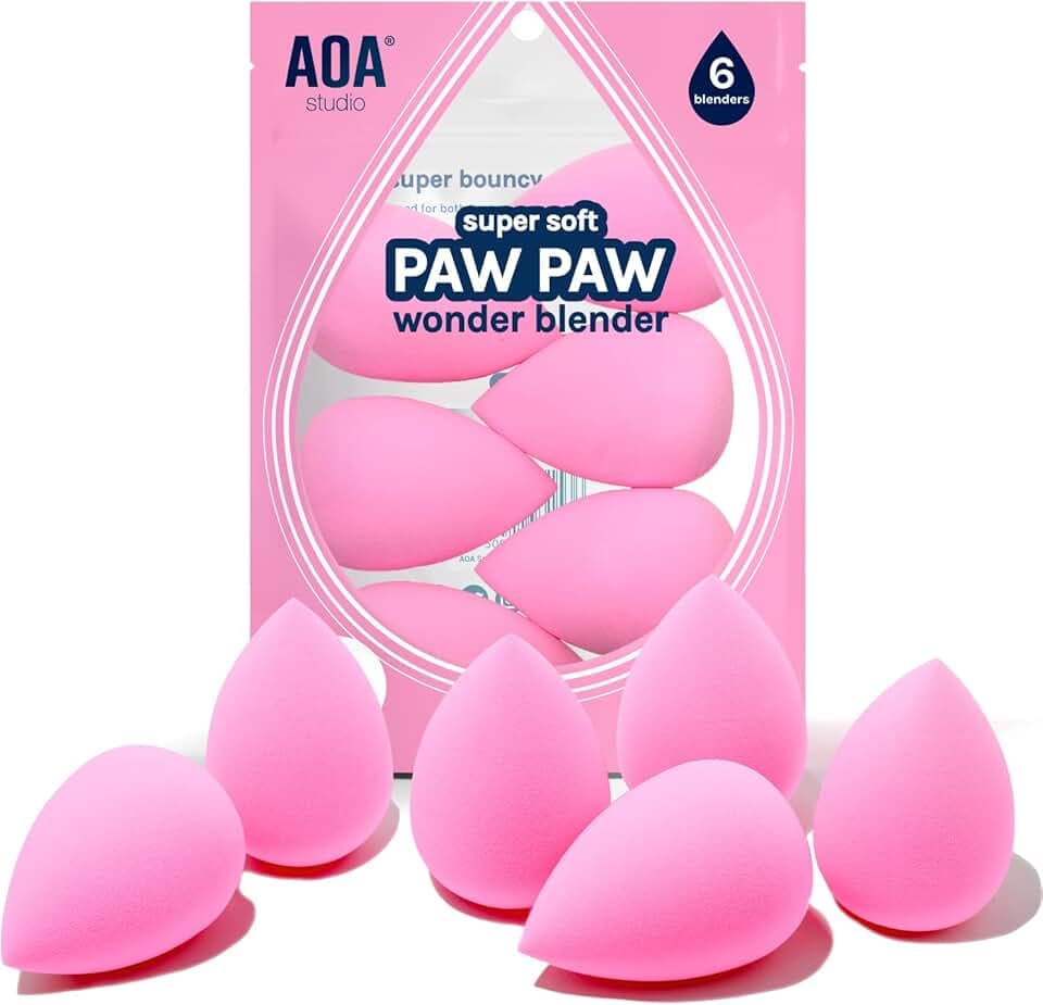 AOA Studio Collection makeup Sponge Set Latex Free and High-definition Set of 6 makeup Wonder blender For Powder Cream and Liquid