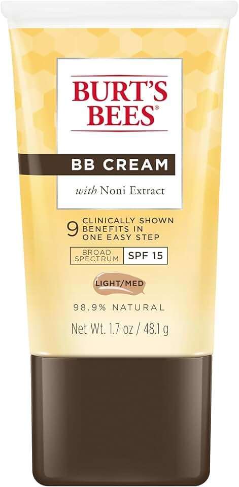 Burt's Bees BB Cream With SPF 15, Broad-Spectrum Sunscreen Tinted Lotion for All Skin Types, 98.9 Percent Natural Origin Skin Care, Light to Medium, 1.7 oz. Tube