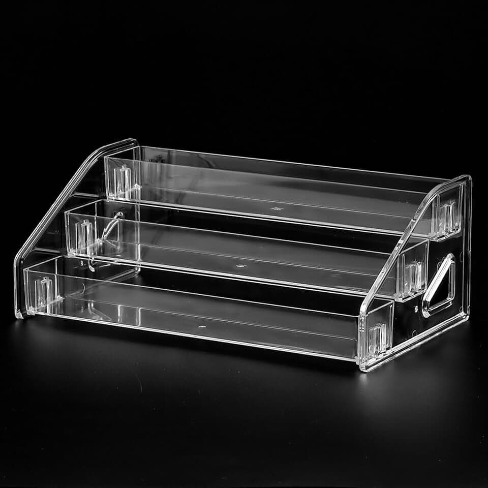 Nail Polish Organizer Clear Acrylic Eyeglasses Display Holder Essential Oil Storage Rack Makeup Stand Tray - 3 Layer