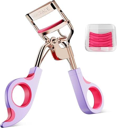 Eye Lash Curler with 6 Replacement Pads, Whalrace Eyelash Curlers Superior Curling Effect, Beautiful and Easy to Identify-Rose Gold Purple Red