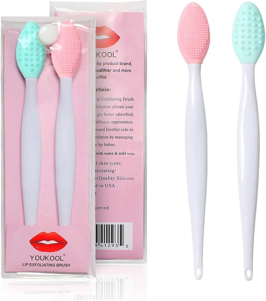 Lip Scrub Brush,Lip Scrubber Exfoliator,Double-Sided Silicone Lip Exfoliating Tool,Gentle Lip Exfoliator Scrubber Brush for Smooth,Soft,Bright,and Healthy Lips(2 PCS)
