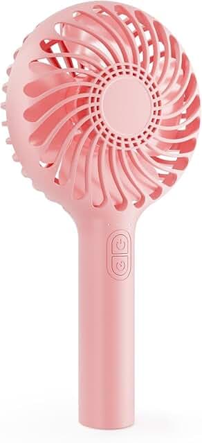 HonHey Handheld Fan Portable, Mini Hand Held Fan with USB Rechargeable Battery, 4 Speed Personal Desk Table Fan, 3-10 Hours Operated Small Makeup Eyelash Fan for Women Girls Kids Outdoor Pink