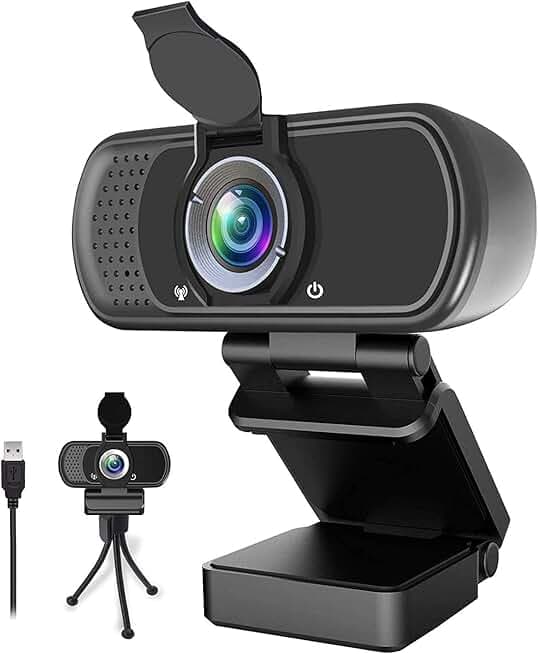 Webcam HD 1080p ,Live Streaming Web Camera with Stereo Microphone, PC Desktop or Laptop USB Web with 110 Degree View Angle, HD Webcam for Video Calling, Recording, Conferencing, Streaming, Gaming
