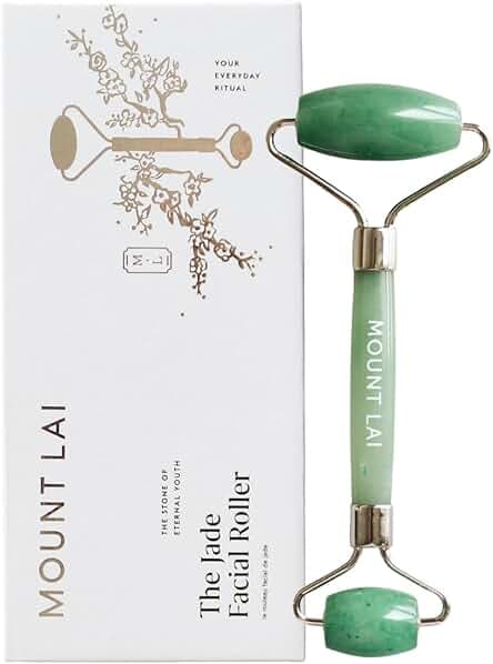 Mount Lai De-Puffing Jade Facial Roller – The Stone of Eternal Youth, Authentic Jade Face Roller for Sculpting, Soothing & Glowing Skin, Ultimate Facial Massager Tool for Self-Care Ritual