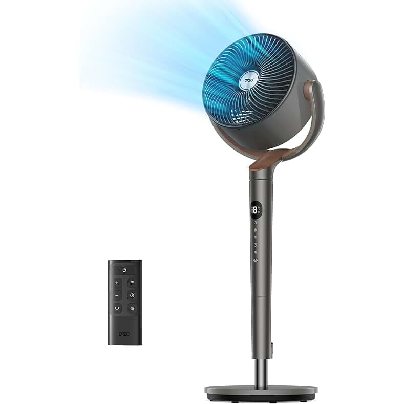 Dreo Fan for Bedroom, 120° Oscillating Standing Fans,Quiet Floor Fan with DC Motor, 85ft Pedestal Fans for Room,8 Speeds, 3 modes, 20dB, 120° Manual Vertical, 35-40" Adjustable Height, 8H Timer,Grey