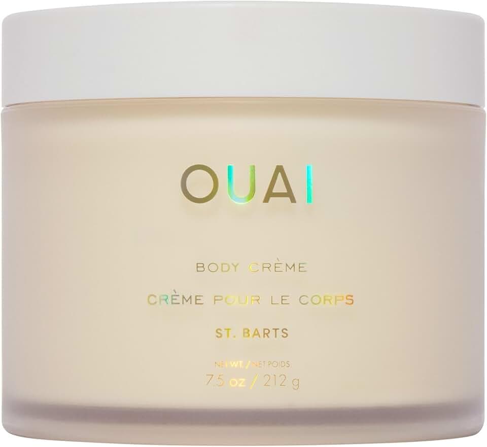 OUAI Body Cream, St. Barts - Hydrating Whipped Body Cream with Cupuaçu Butter, Coconut Oil and Squalane - Softens Skin and Delivers Healthy-Looking Glow - Sulfate-Free Skin Care (7.5 Oz)