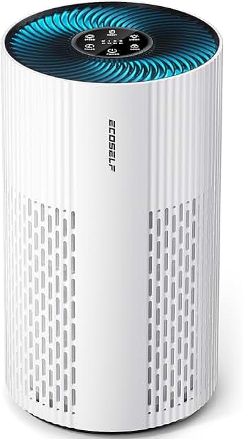 Air Purifiers for Home Large Room Cover Up to 1500 Ft², with 20dB Sleep Mode, 360° Air Intake & Outlet, HEPA Air Purifier for Bedroom Pets, Air Cleaner with 7 Color Light, HAP604, Bright White
