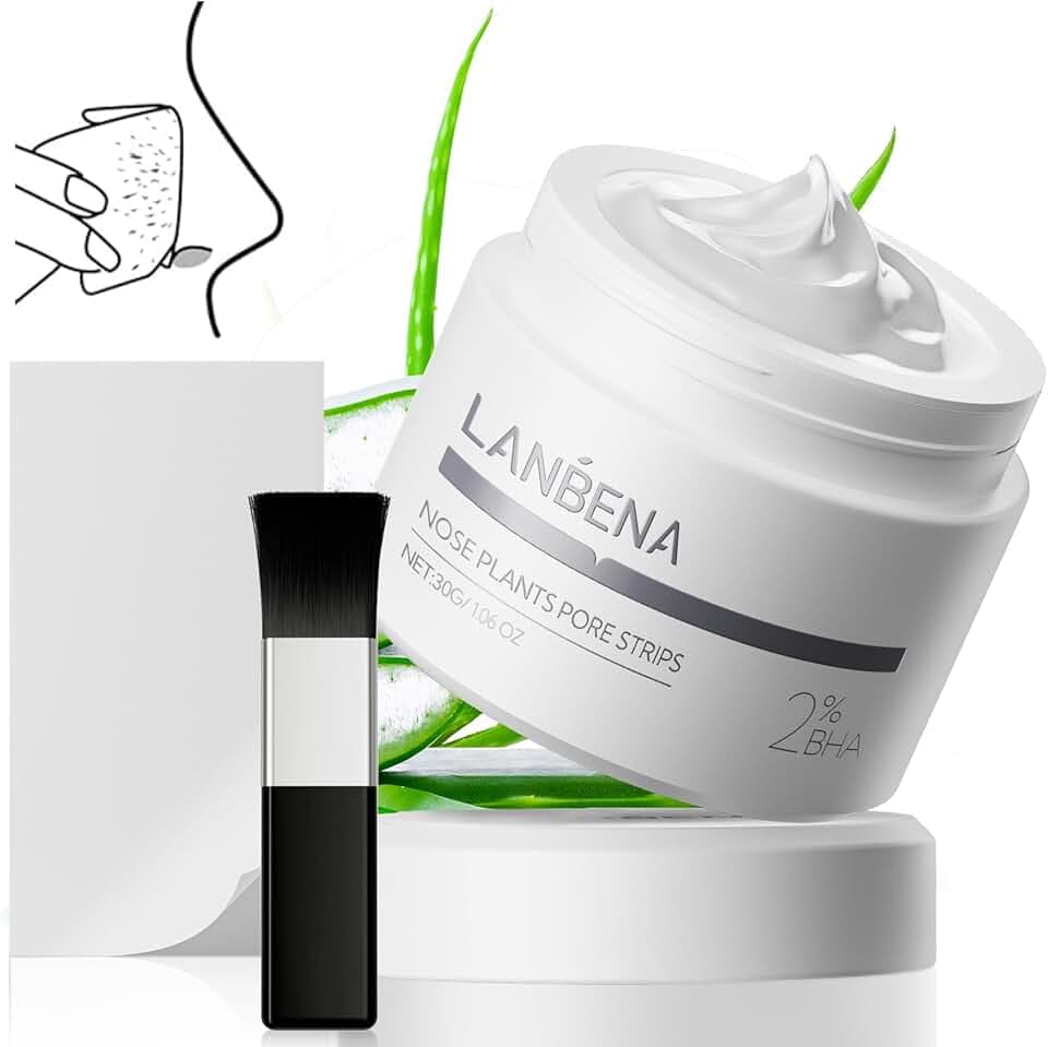 LANBENA 2.0 Blackhead Nose Plants Pore Strips(1.03 Oz), 60pcs Nose Strips for Blackhead Mask, Deep Cleansing Peel off Mask, Black Head Remover Mask