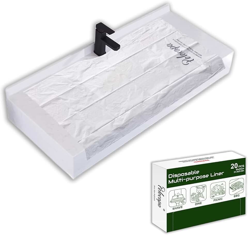 Disposable Hair Beard Catchers, Disposable Sink Liners for Trimming, 20 Pcs Large Sink Covers for Beard Grooming