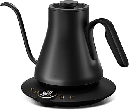 Electric Kettles, Gooseneck Electric Kettle, ±1℉ Temperature Control, Stainless Steel Inner, Quick Heating for Pour Over Coffee, Brew Tea, Boil Hot Water, 1500W/0.9L (Matte Black)