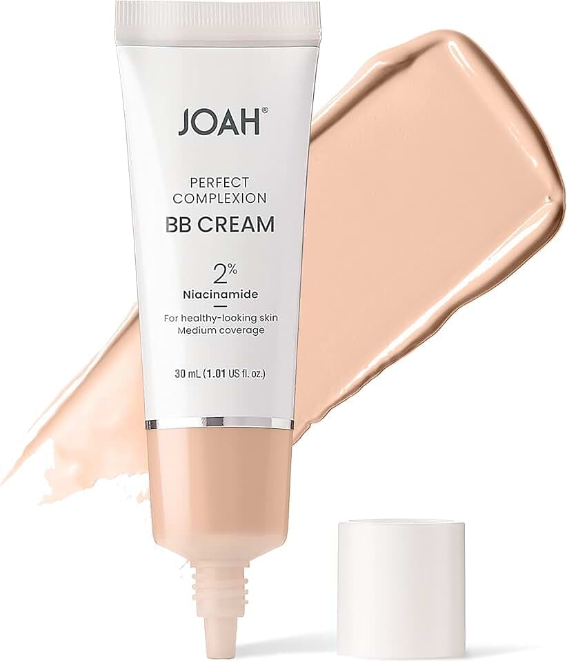 JOAH Beauty Perfect Complexion BB Cream with Hyaluronic Acid and Niaciminade, Korean Makeup with Medium Buildable Coverage, Evens Skin Tone, Lightweight, Semi Matte Finish, Fair with Cool Undertones