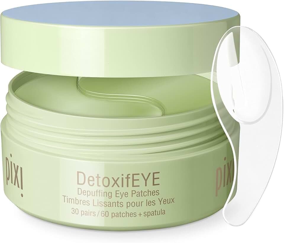 Pixi DetoxifEYE Depuffing Hydrogel Under-Eye Patches, Cucumber, Hyaluronic Acid & Caffeine For Puffy Eyes and Dark Circles, Hydrate Eye Area, 30 pairs, 60 Patches