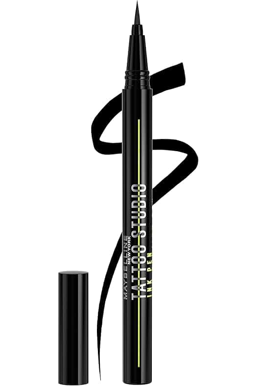 Maybelline Tattoo Studio Ink Pen Eyeliner, Waterproof & Smudge Resistant Liner, Up to 24 Hours Eye Makeup Wear, Jet Black, 1 Count