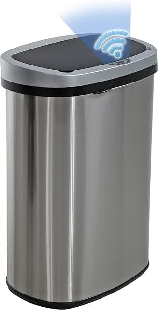 Kitchen Trash Can with Lid, 13 Gallon Automatic Garbage Can for Bathroom Bedroom Home Office 50 Liter Touch Free High-Capacity Brushed Stainless Steel Waste Bin