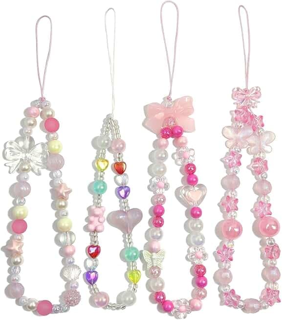 Phone Charms Cute Beaded Phone Lanyard Wrist Strap Aesthetic CellPhone Keychain Cute PhoneCharms for Women