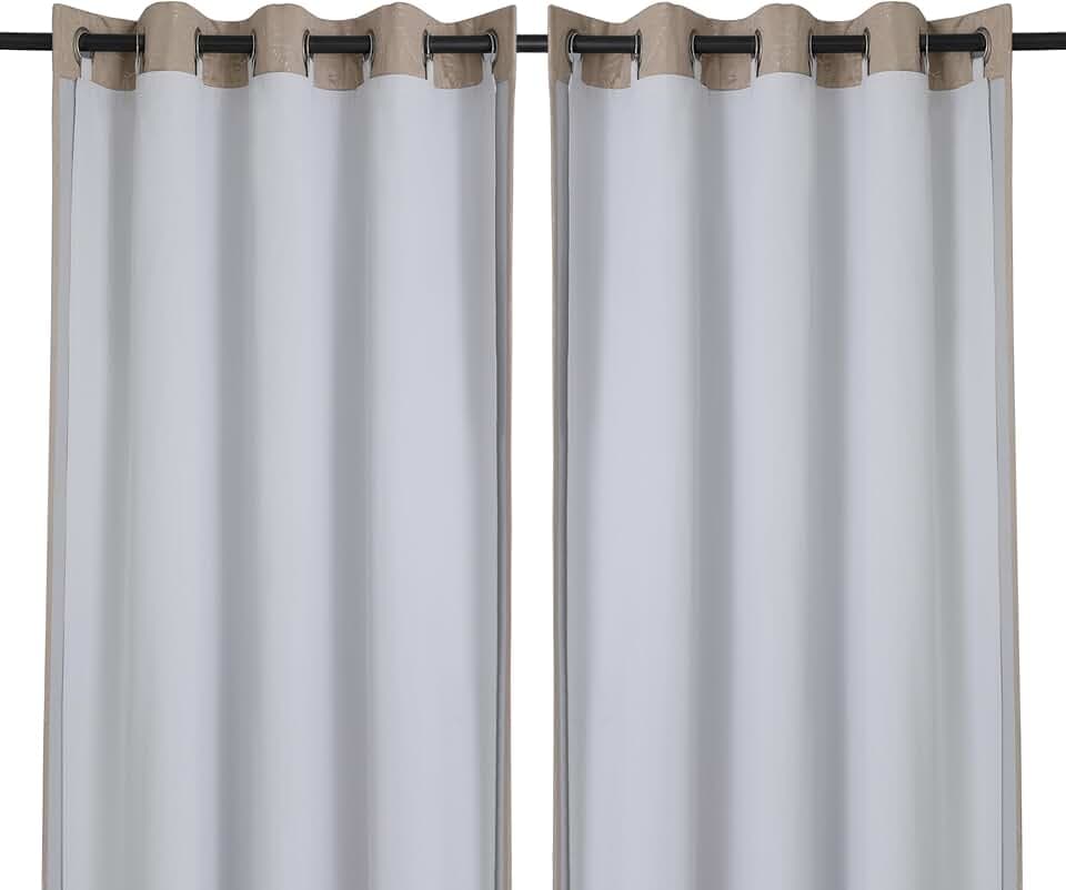 Chyhomenyc 2 Panels 100% Blackout Curtain Liners, 100% Darkening Thermal Insulated Blackout Liner for 84 Inch Curtains, Each 50" Wx80 L, 2 Liners Per Set with 17 Pieces Rings