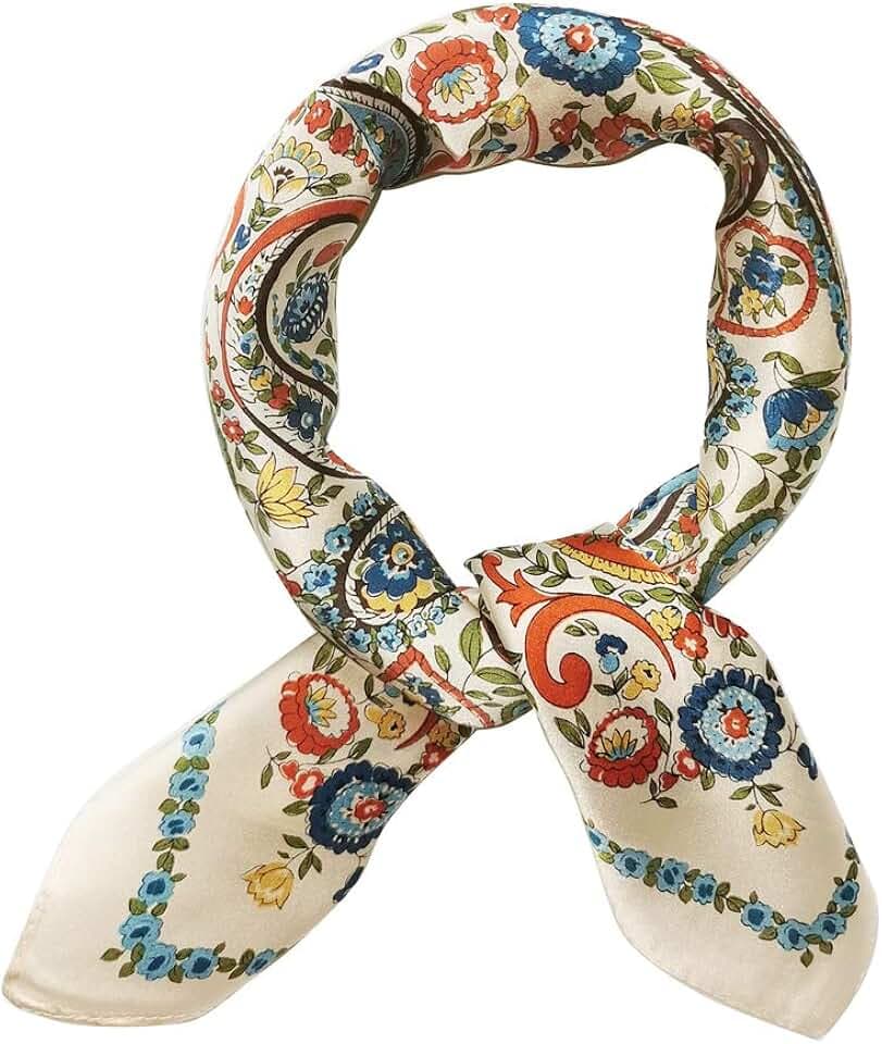 MEISEE Mulberry Silk Scarfs Women Small Square Scarf 21" x 21" Breathable Lightweight Neckerchief Headscarf