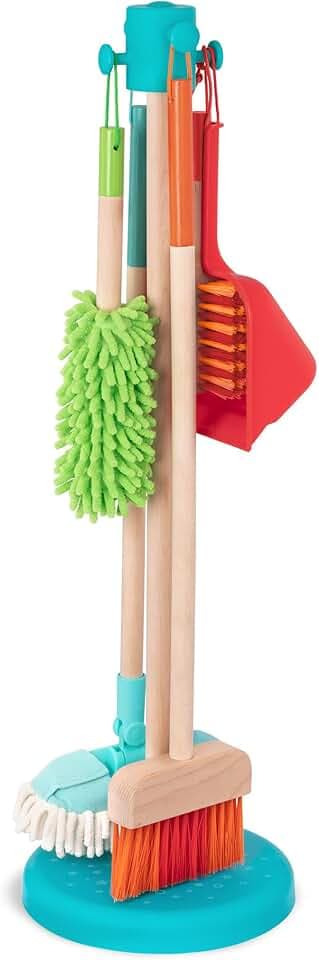 Battat- Kids Cleaning Set – Cleaning Toys For Toddlers, Children – Pretend Play Kit- Broom, Mop, Brush, Dustpan, Duster- Sweep n' Clean- 2 Years +