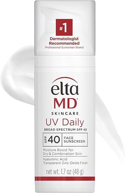 EltaMD UV Daily SPF 40 Face Sunscreen Moisturizer with Zinc Oxide, Daily Face Moisturizer with SPF, Sunscreen, 1.7 oz Pump