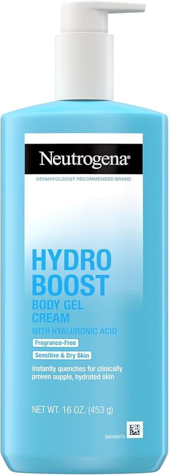 Neutrogena Hydro Boost Body Moisturizing Gel Cream with Hyaluronic Acid, Non-Greasy & Fast Absorbing, Lightweight Hydrating Body Lotion for Normal to Dry Skin, Fragrance-Free, 16 oz