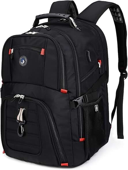 SHRRADOO Extra Large 50L Travel Laptop Backpack with USB Charging Port, College Backpack Airline Approved Business Work Bag Fits 17 Inch Computer for Men Women