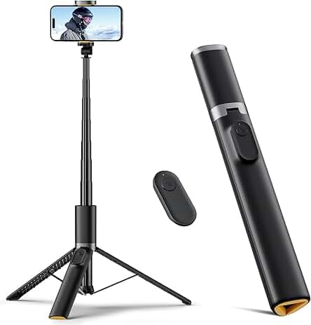 TODI 63" Cell Phone Selfie Stick Tripod, Portable Tripod for iPhone with Wireless Remote, Extendable Smartphone Stand, All-in-1, Compatible with iPhone/Android