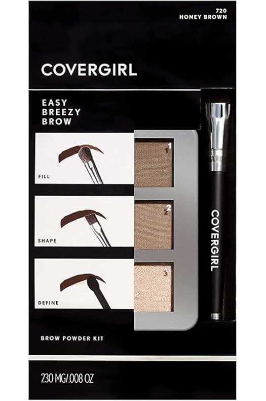 COVERGIRL - Easy Breezy Brow Powder Kit, three shades brow definer, professional double-ended angled brush, effortless, 100% Cruelty-Free