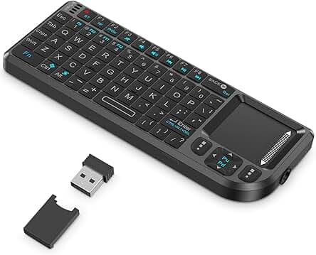 Mini Keyboard with Touchpad, 2.4G + Bluetooth Wireless Mini USB Keyboard, Ultra-Thin Handheld Portable for PC/Tablet/TV/Smartphone, Rechargeable