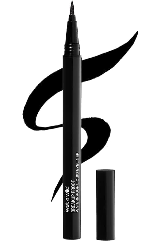 wet n wild Mega Last Breakup Proof Liquid Eyeliner - Ultra-Fine Brush, Waterproof, 16-Hour Long-Lasting Wear- Cruelty-Free & Vegan - Black