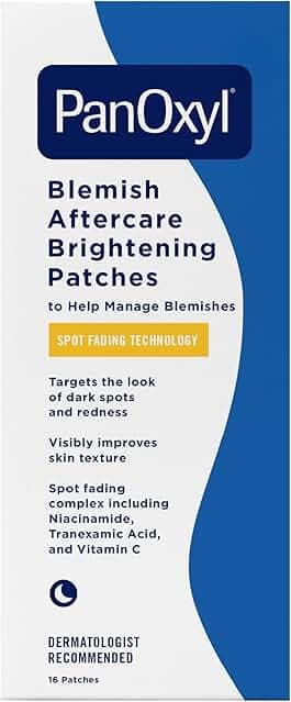 PanOxyl Blemish Brightening Patches: Dermatologist-Recommended, Help Fade Post-Acne Dark Spots and Reduce Redness, Large Clear Patches Cover a Bigger Area, Vegan & Latex-Free, 16ct