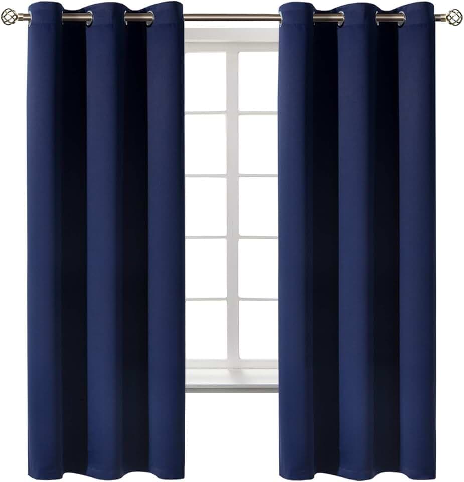 BGment Blackout Curtains for Bedroom 63 Inches Long - Navy Blue Room Darkening Thermal Insulated Sunlight Blocking Grommet Window Drapes for Kids Boys Room, Set of 2 Panels, 42 x 63 Inch
