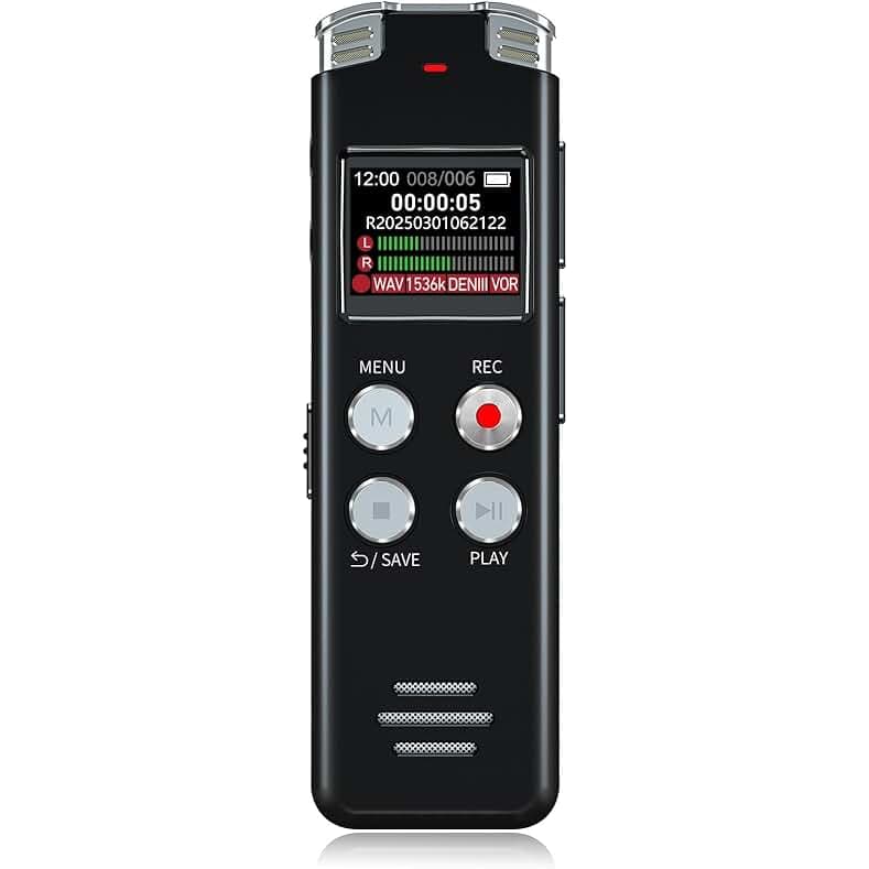 64GB Digital Voice Recorder with Playback: Voice Activated Recorders for Lectures Meetings Interviews - EVISTR Dictaphone Recording Device Tape Recorder Portable Mini, Audio Recorder with USB, MP3