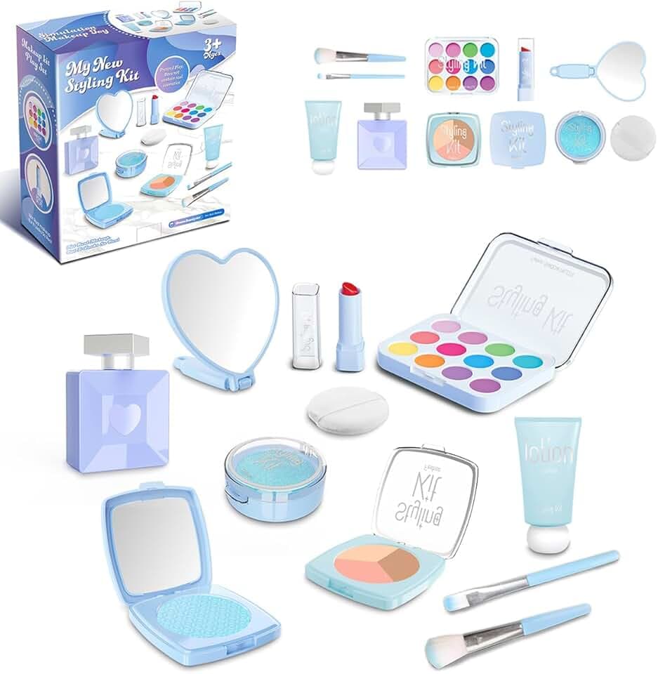 Makeup Kit Play Set, Pretend Makeup Toys for Girls Gifts 3-5 Years Old (Not Contains Real Cosmetics)