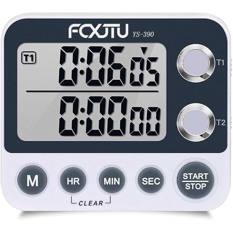 Digital Dual Kitchen Timer with Magnetic Back & Memory Presets, 2 Groups Countdown/Up Stopwatch Timer, 3-Level Volume + LED Alert, On/Off, 100Hr Max for Cooking, Baking (Battery Included)