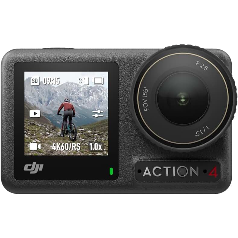 DJI Osmo Action 4 Essential Combo, 4K/120fps Waterproof Action Camera with a 1/1.3-Inch Sensor, Stunning Low-Light Imaging,10-bit & D-Log M Color Performance, Long-Lasting 160 Mins, Outdoor Camera