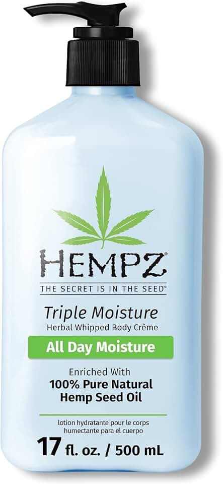 HEMPZ Triple Moisture Body Moisturizer, 17 Oz – Hydrating Lotion Rich with Minerals, Vitamin C, & Hempseed Oil to Nourish & Repair Extremely Dry or Sensitive Skin for Body