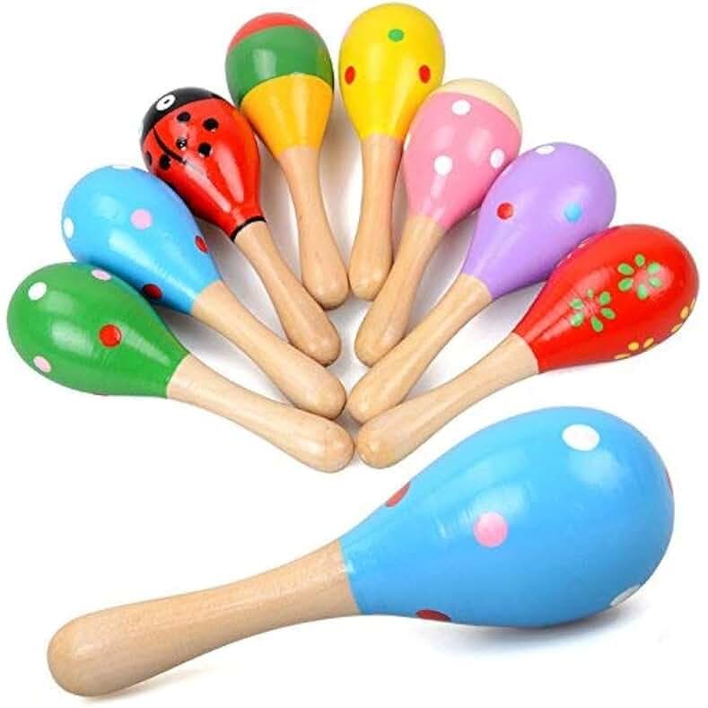 Mini Wooden Maracas Rattles Egg Shaker Kids Musical Party Favor Kid Baby Shaker Sand Hammer Toy (Random Color Pattern)