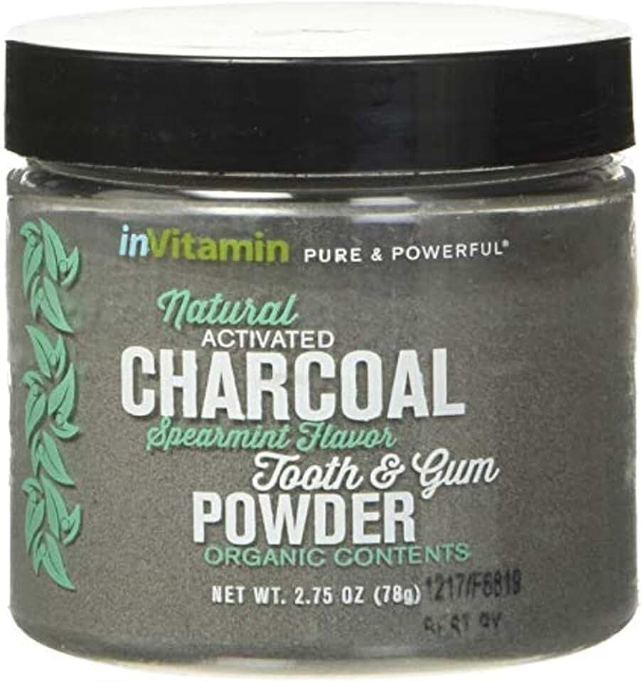 Natural Whitening Activated Charcoal Powder for Teeth and Gums (Spearmint)