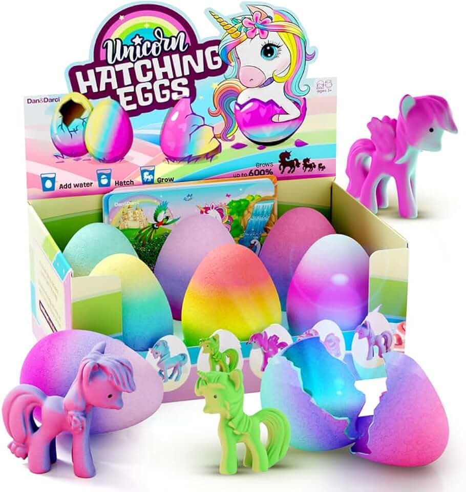 Unicorn Hatching Surprise Eggs for Kids - 6 Pack - Grows 600% - Unicorn Toys for Girls Age 3-8 - Birthday Gift Ideas and Party Favors for 3+ Year Old Girl - Gifts for Ages 3 4 5 6 7 8 Years Old
