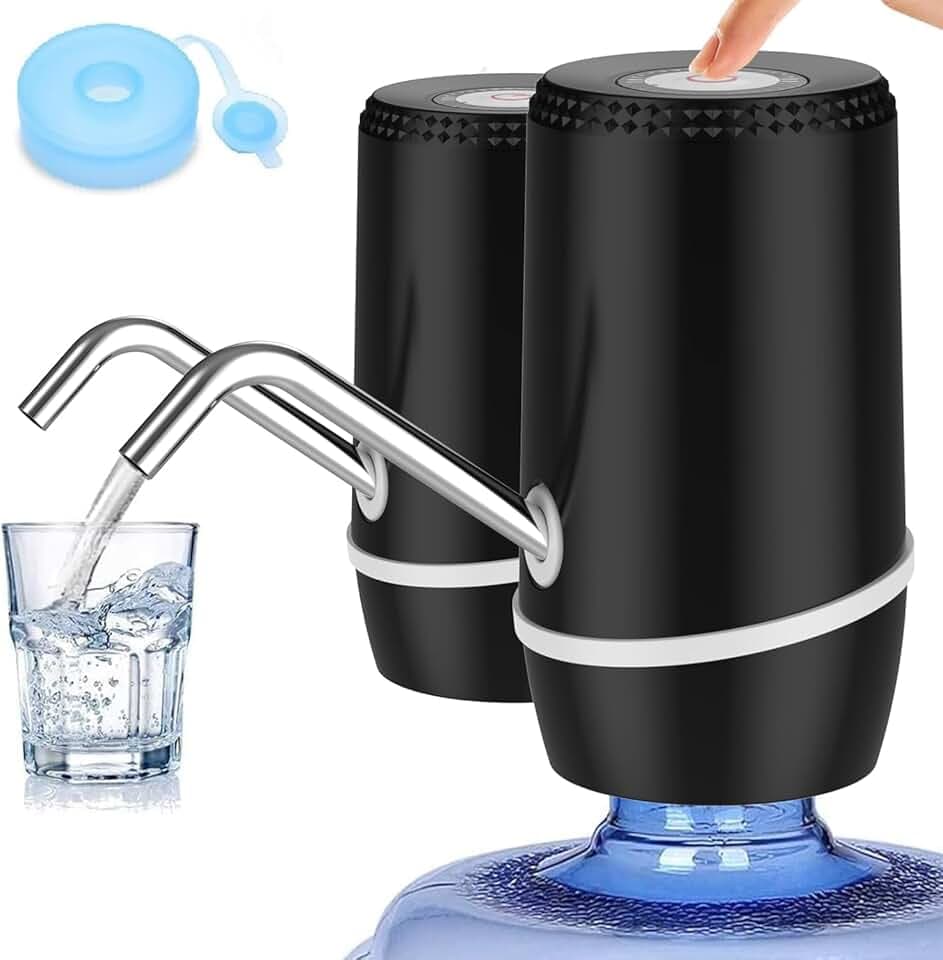 Myvision 2 Pack Electric Portable 5 Gallon Water Dispenser, Universal Micro USB Charging Water Bottle Pump, 3-5 Gallon Jug Water Dispenser with Silicone Cap (2pcs Mode 9)